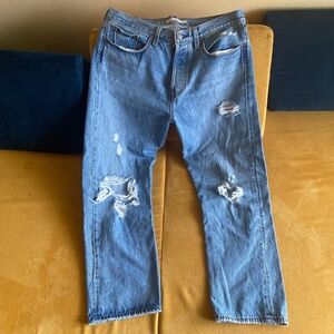 Levi Wedgie Straight Distressed Jeans